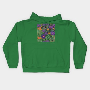 Garden with Orange and Purple Flowers Kids Hoodie